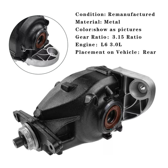 2011-2013 BMW X5 L6 3.0L 3.15 E70/F15 Series Rear Differential Carrier Axle 3.15 Ratio 33107590911 33107590912 Generic