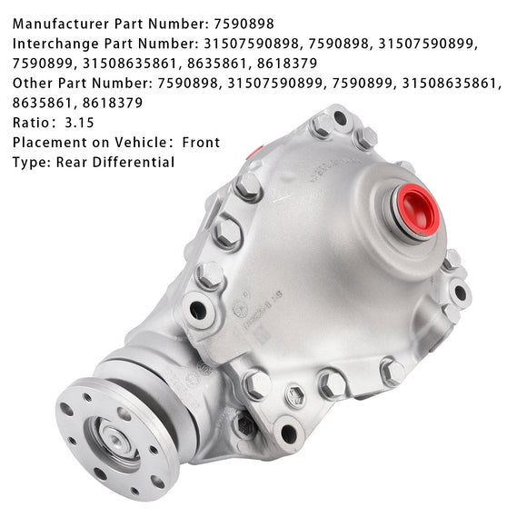 BMW F20 F30 F31 F32 X5 E70 X6 E71 Front Differential Diff 3,15 Ratio Front Differential 31507590899 7590898 Generic