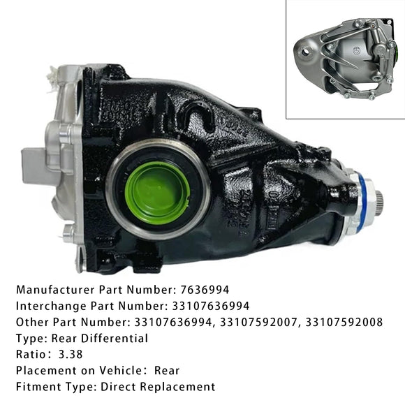 33107636994 Rear Differential Assembly 3.38 Gear For BMW X3 F25 X4 F26