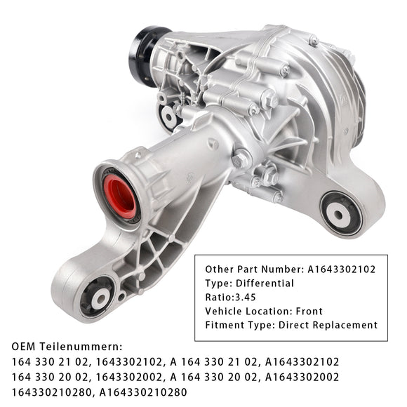 2009/12-2012/08 Mercedes-Benz GL-Class X164 GL 320 CDi/350 BlueTEC 4matic Differential Front Axle 3.45 Ratio A1643302102 164330210280 Generic