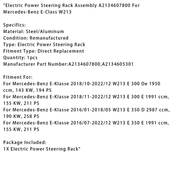 Electric Power Steering Rack Assembly A2134607800 For Mercedes-Benz E-Class W213