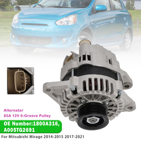 Alternator 85A 6-Groove Pulley 1800A316 For Mitsubishi Mirage 2014-2015 2017-2021 - 0