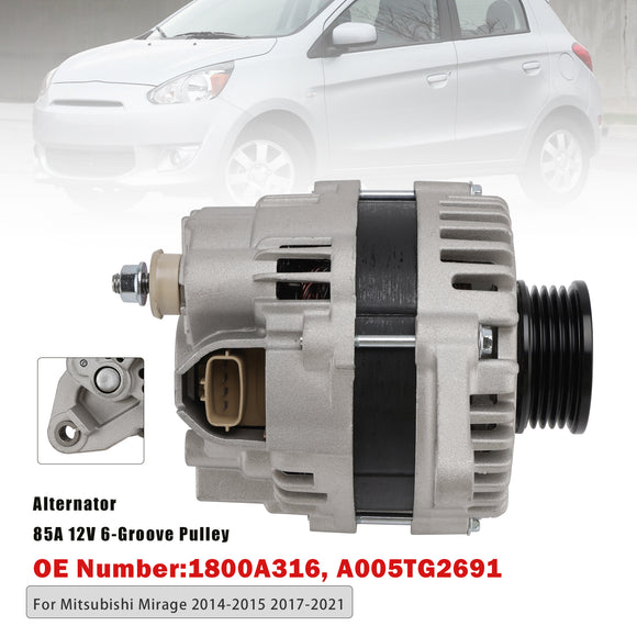 2014-2015 Mitsubishi Mirage Alternator 85A 6-Groove Pulley 1800A316 A5TG2691ZT Generic