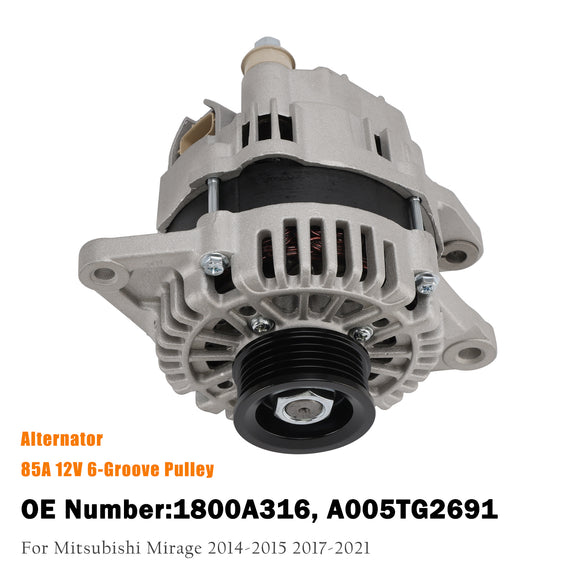 2014-2015 Mitsubishi Mirage Alternator 85A 6-Groove Pulley 1800A316 A5TG2691ZT Generic
