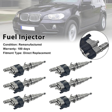 6PCS Fuel Injector 13537585261-12 Fit BMW N54 N63 335 535 550 750 X5 X6
