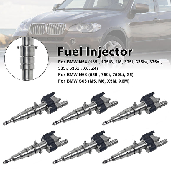 6PCS Fuel Injector 13537585261-12 Fit BMW N54 N63 335 535 550 750 X5 X6