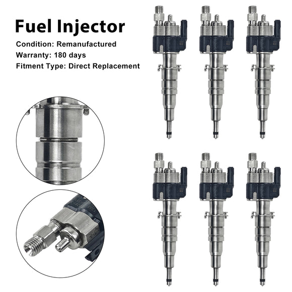 6PCS Fuel Injector 13537585261-12 Fit BMW N54 N63 335 535 550 750 X5 X6