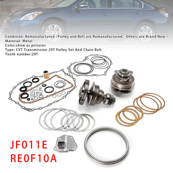 Transmission CVT Pulley 29T W/Belt+Chain ＆ Rebuild Kit RE0F10A JF011E For NISSAN