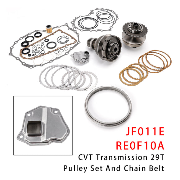 Transmission CVT Pulley 29T W/Belt+Chain ＆ Rebuild Kit RE0F10A JF011E For NISSAN