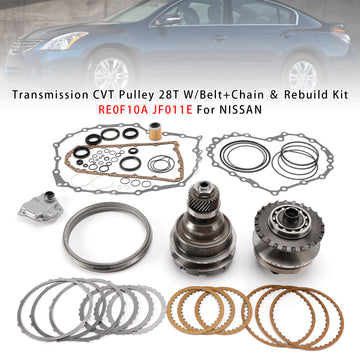 Transmission CVT Pulley 28T W/Belt+Chain & Rebuild Kit RE0F10A JF011E For Nissan - 0