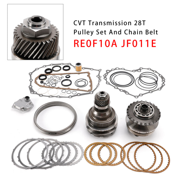 Transmission CVT Pulley 28T W/Belt+Chain & Rebuild Kit RE0F10A JF011E For Nissan