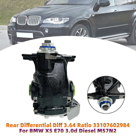 Rear Differential Diff 3.64 Ratio 33107602984 For BMW X5 E70 3.0d Diesel M57N2 - 0