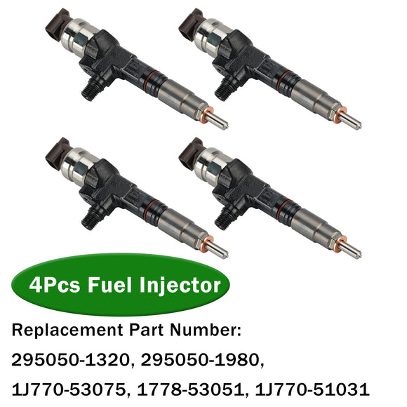 4Pcs 295050-1980 Fuel Injector 1J770-53050 1J770-53070 1J770-53051 For Kubota