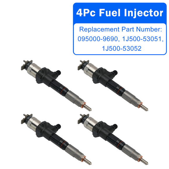 4Pcs 095000-9690 1J500-53051 1J500-53050 1J50053052 Fuel Injector For Kubota