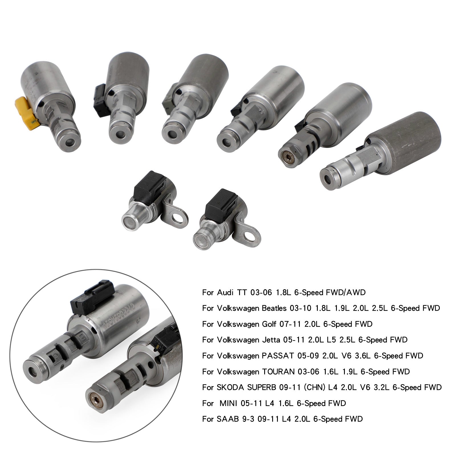 Supercarpart 2003-2006 Audi TT 1.8L FWD/AWD 8pcs 09G TF-60SN/TF60SN 6-speed Trans Solenoid Generic