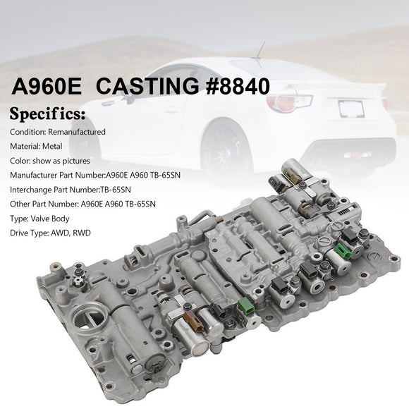 2015-2016 TOYOTA Hiace 6 SP R/4WD 2.0L,2.7L A960E A960 Transmission Valve Body W/ Solenoids TB-65SN Generic