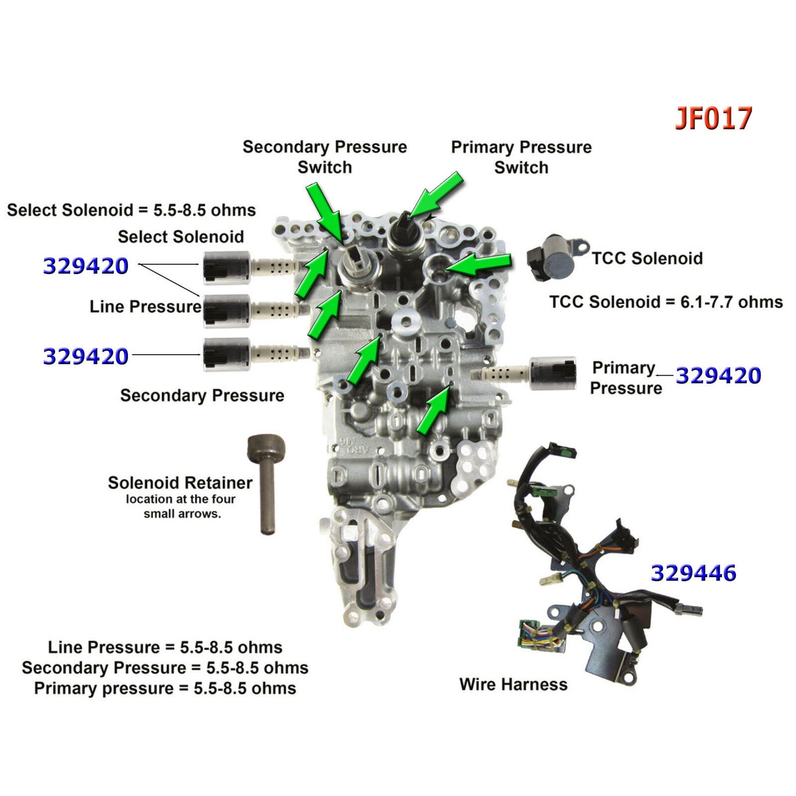 Supercarpart 2014 CHEVROLET CITY EXPRESS L4 2.0L JF016E JF017E CVT Transmission Solenoids Kit Generic