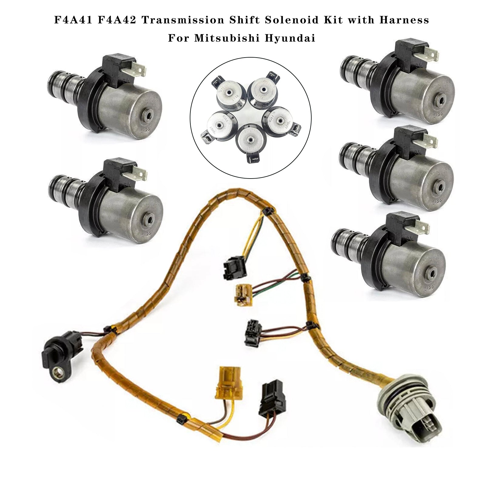 Mitsubishi Hyundai F4A41 F4A42 Transmission Shift Solenoid Kit with Harness Generic - 0