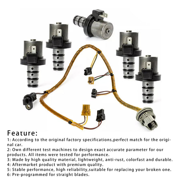 Mitsubishi Hyundai F4A41 F4A42 Transmission Shift Solenoid Kit with Harness Generic