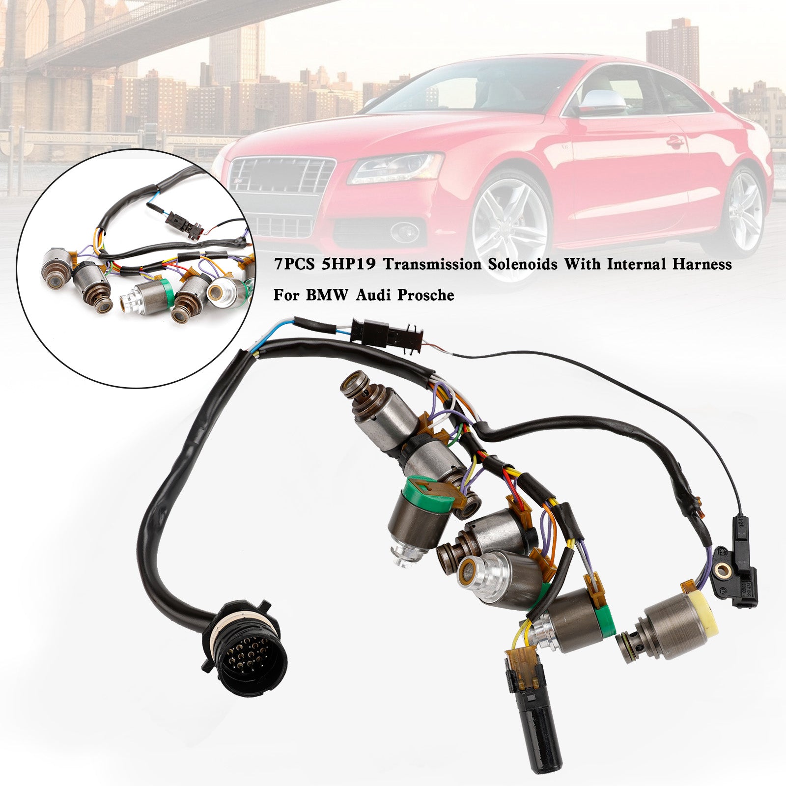 Supercarpart 1997-2005 AUDI A6 5 SP F/AWD L4 1.8L V6 2.4L 3.0L 7PCS 5HP19 Transmission Solenoids With Internal Harness Generic