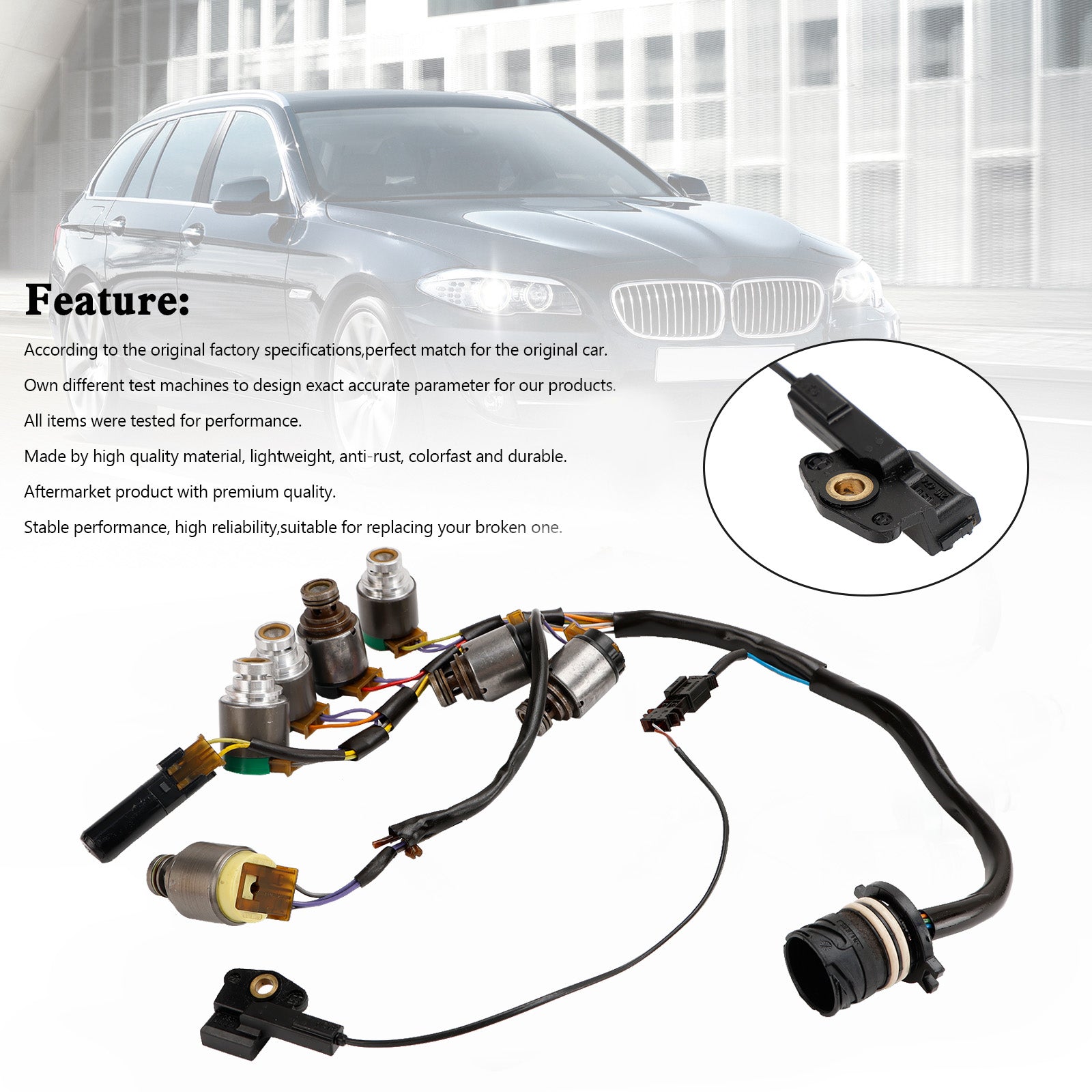 Supercarpart 2000-2002 AUDI S4 5 SP AWD V6 2.7L 7PCS 5HP19 Transmission Solenoids With Internal Harness Generic