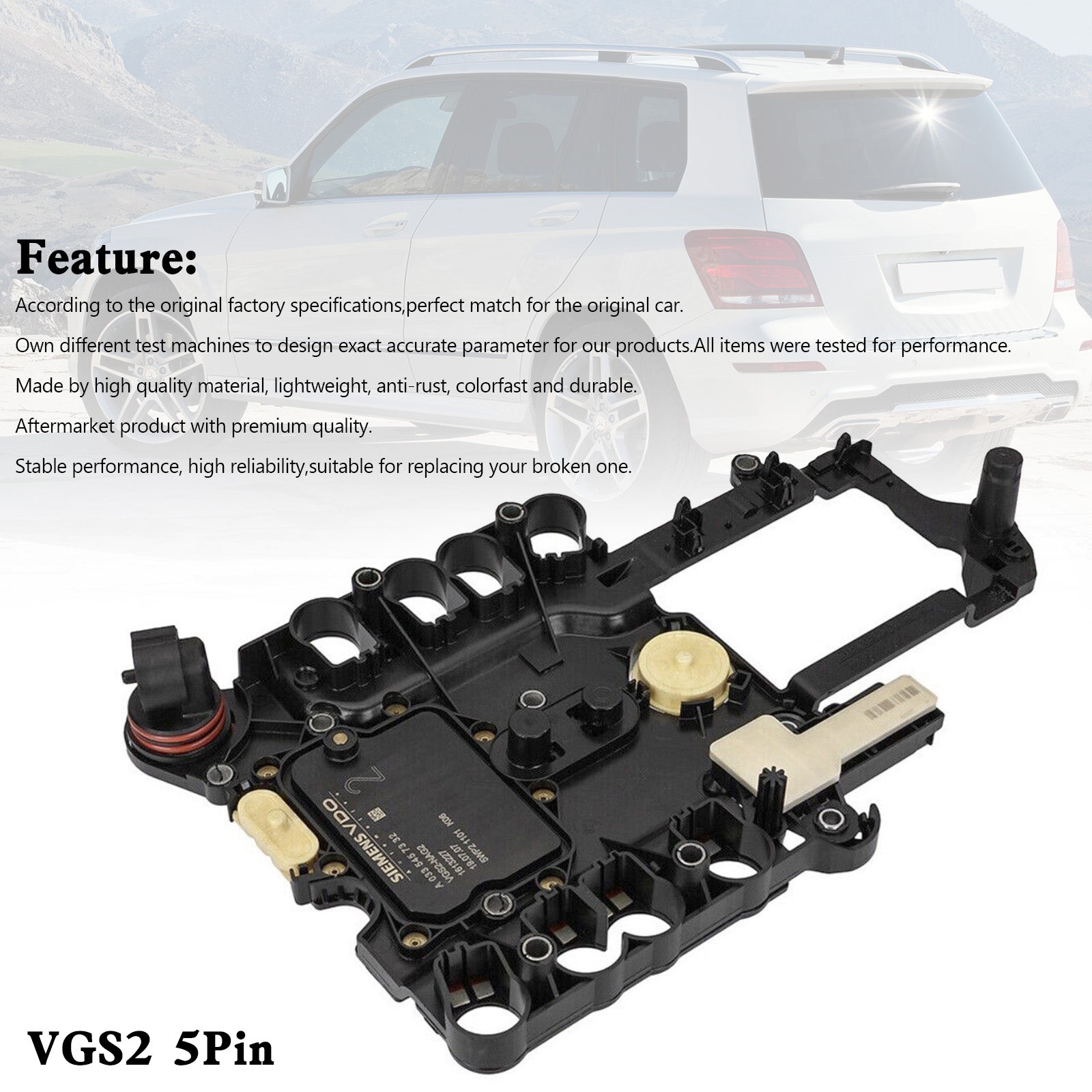 Supercarpart 2005+ MERCEDES ML CLASS 7 SP R/AWD V6 3.0L 3.5L V8 4.0L 4.6L 5.0L 5.5L 6.3L Pre-Programmed Conductor Plate 722.9 VGS2 5 Pin A0335457332 Generic