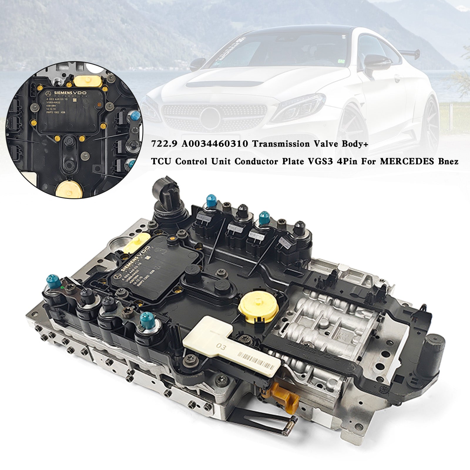 2006+ GL CLASS 7 SP AWD V6 3.0L V8 4.0L 4.6L 5.5L Transmission Valve Body+ TCU Control Unit Conductor Plate 722.9 VGS3 4Pin A0034460310 Generic