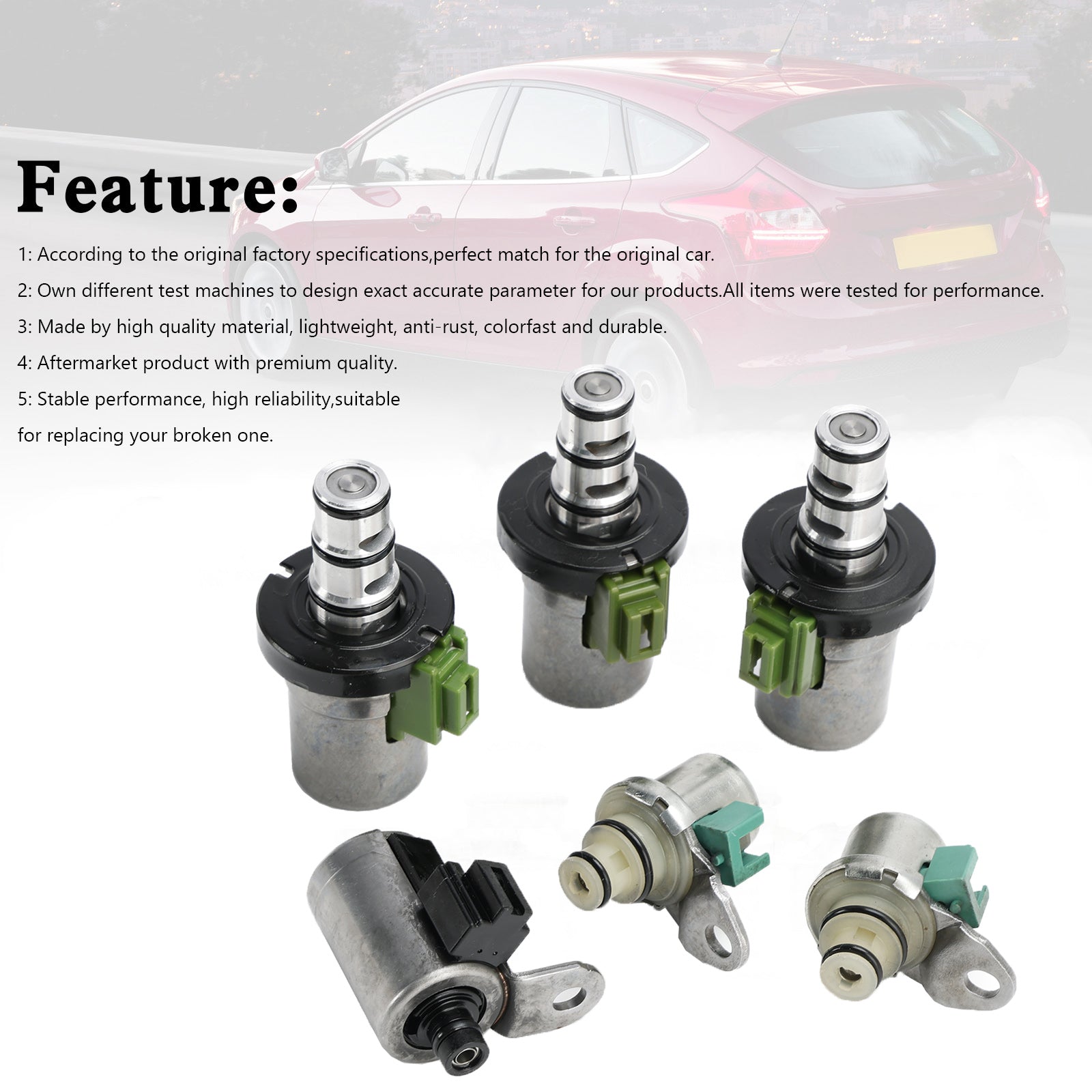 Ford Focus Fiesta 6PCS 4F27E Transmission Solenoid Shift 2 PWM 3 EPC 1 Generic