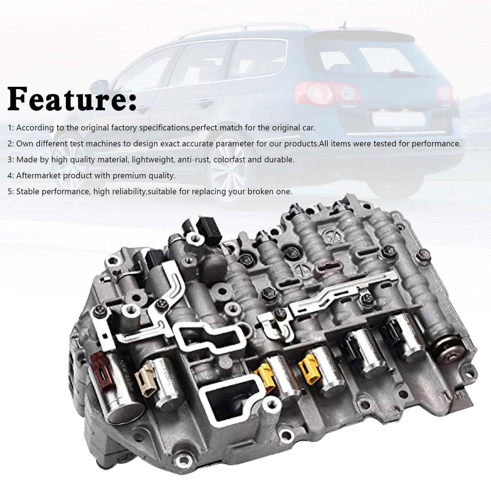 2009-2010 Volkswagen CC A/T 09G 6-speed TF60SN Automatic Transmission Valve Body Small Solenoid Generic
