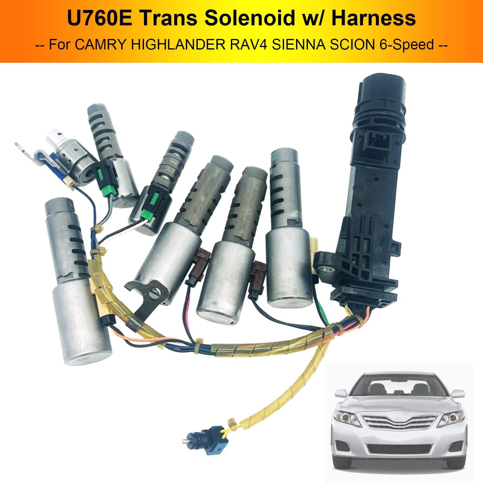 2011-2012 Toyota Sienna (L4/FWD) U760E U760 Transmission Solenoid w/Harness 7PCS Generic