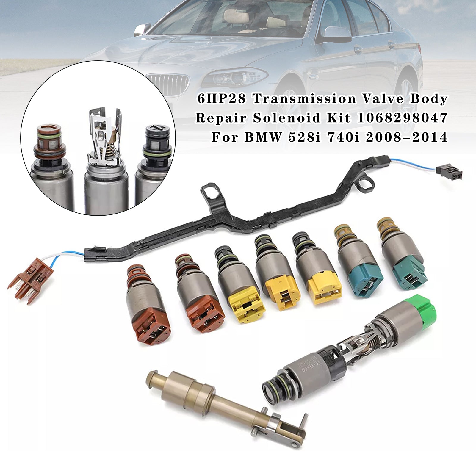 2011-2013 BMW X6 3.0 L6 E71 6HP28 Transmission Valve Body Repair Solenoid Kit 1068298047 Generic - 0
