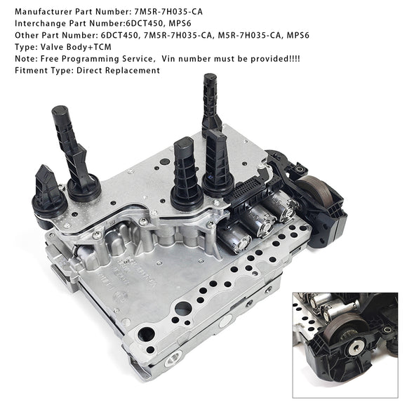 Ford Volvo 6DCT450 MPS6 7M5R-7H035-CA Transmission Mechatronic Valve Body+TCM Generic