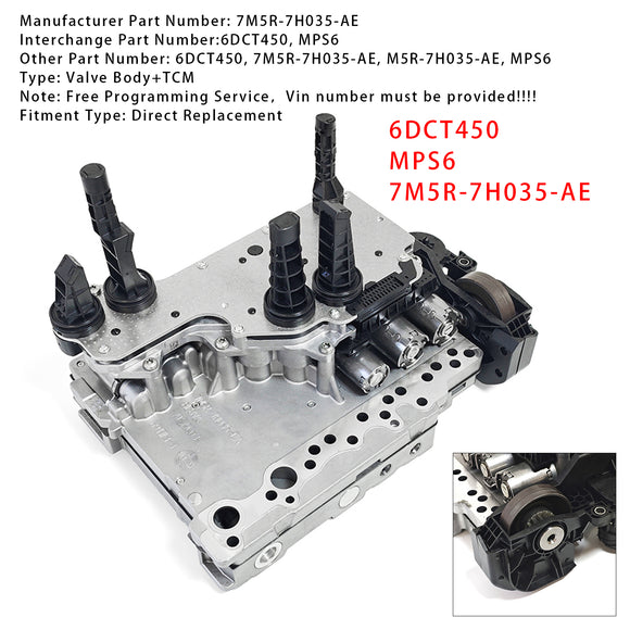 Ford Volvo 6DCT450 MPS6 7M5R-7H035-AE Transmission Mechatronic Valve Body+TCM Generic
