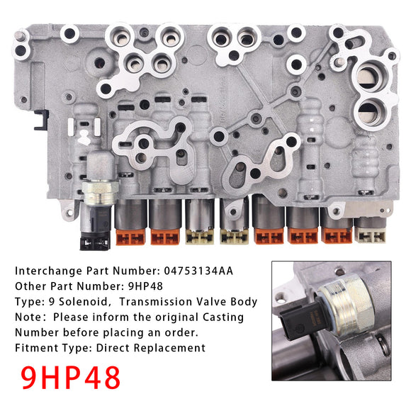 2014-2017 Jeep Cherokee Chrysler Transmission Valve Body With 9 Solenoids 9HP48 Generic