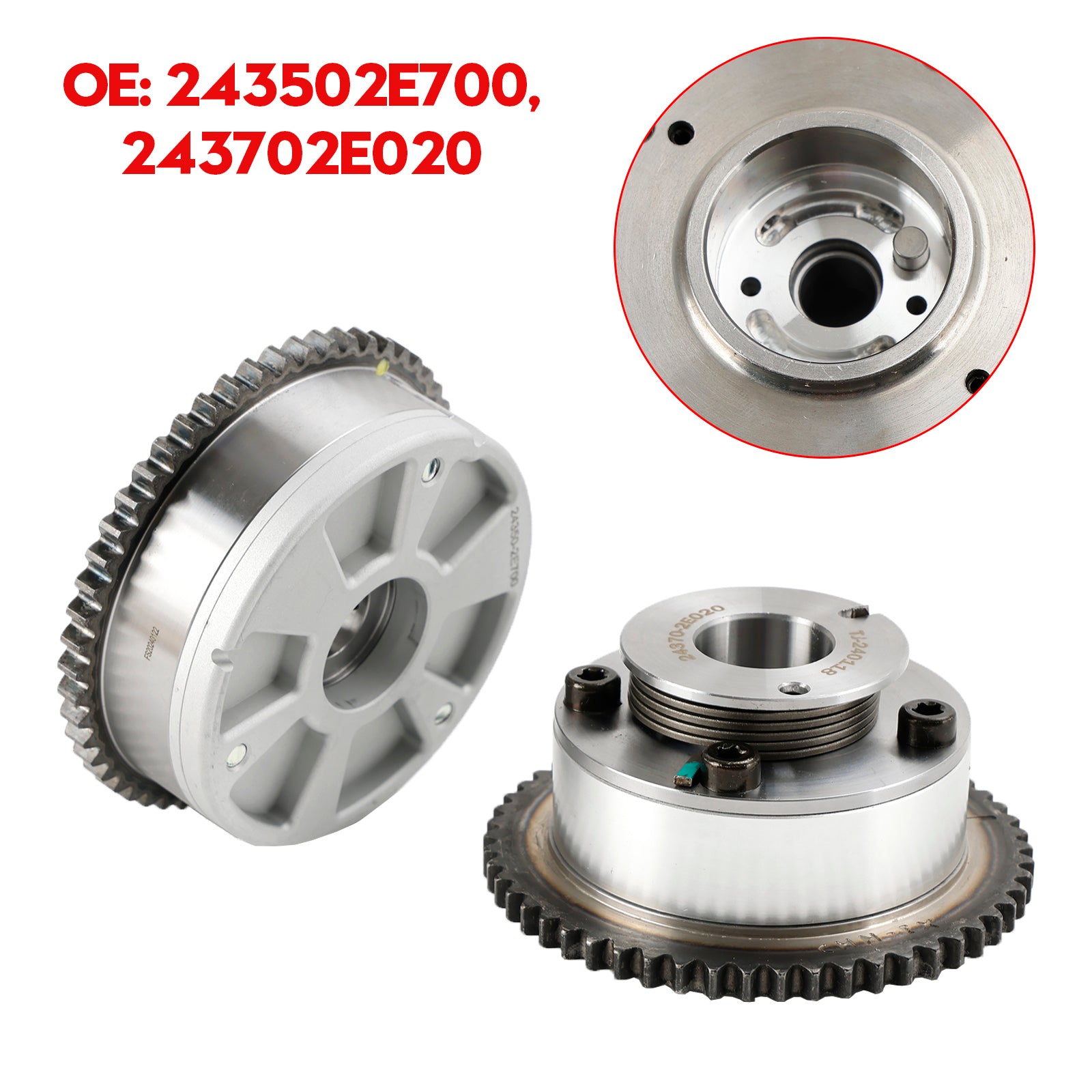 2021-2022 Hyundai Seltos 2.0L Engine Exhaust & Intake CVVT Camshaft Gear Sprocket 243502E700 243702E020 Generic