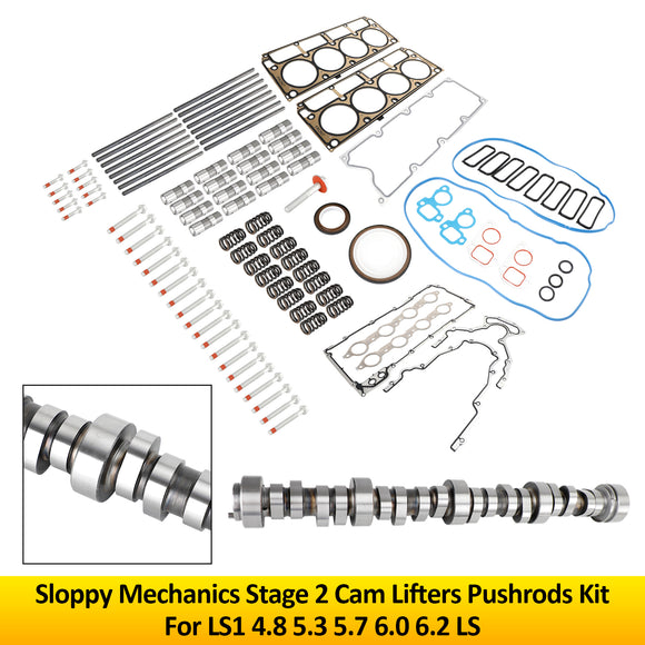 Sloppy Mechanics Stage 2 Cam Lifters Pushrods Kit For LS1 4.8 5.3 5.7 6.0 6.2 LS Generic