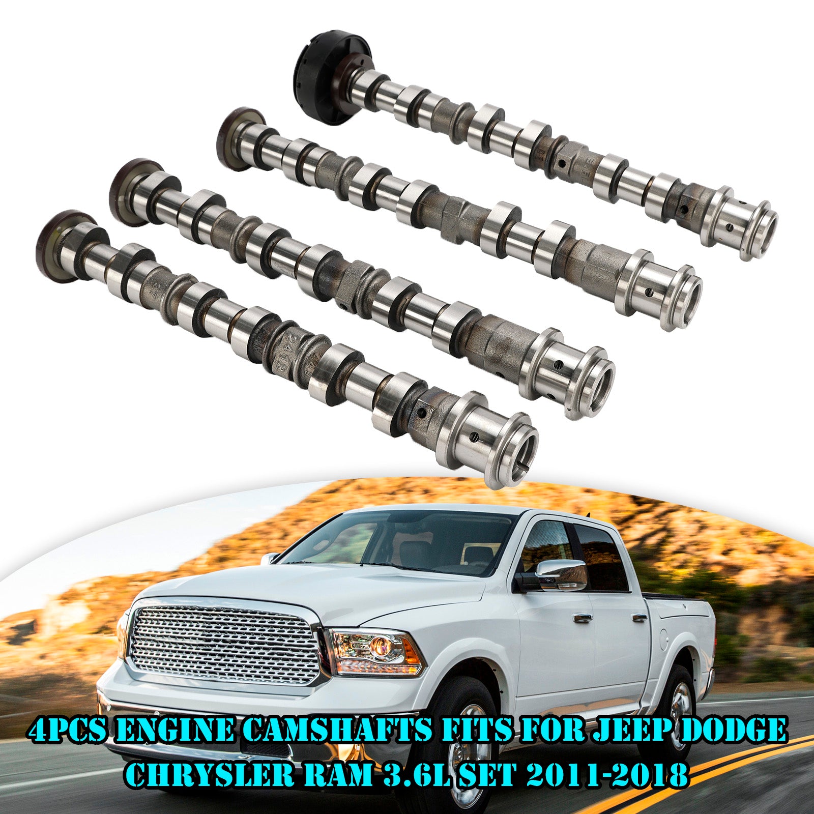 2011-2018 Jeep Dodge Chrysler Ram 3.6L 4Pcs Engine Camshafts 05184377AF 05184378AF 05184379AF 05184380AF Generic