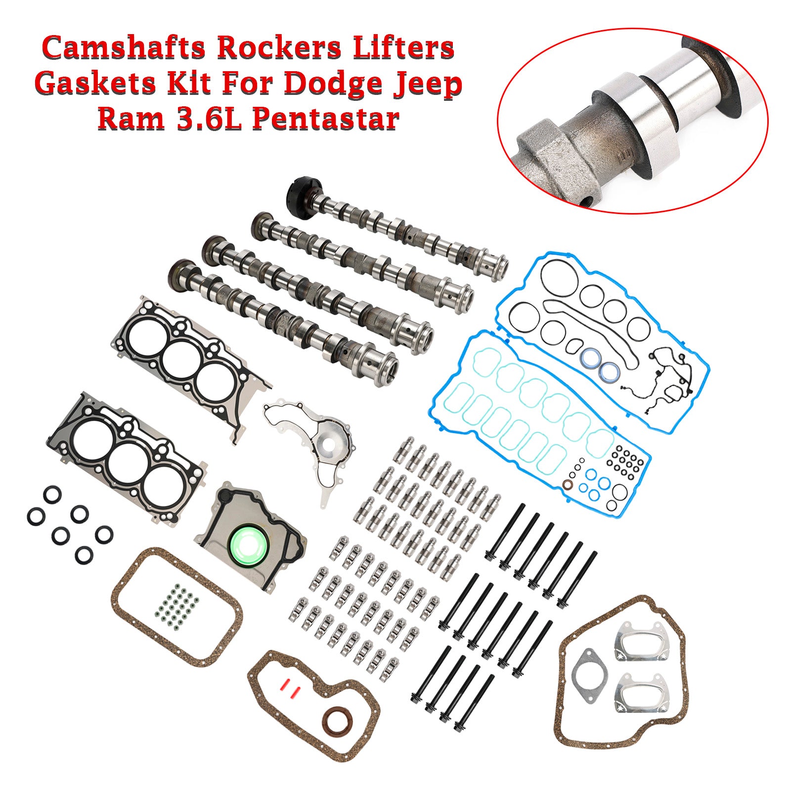 Chrysler Dodge Jeep Ram 3.6L V6 Pentastar Camshafts Rockers Lifters Gaskets Kit 5184296AH 5184380AG Generic