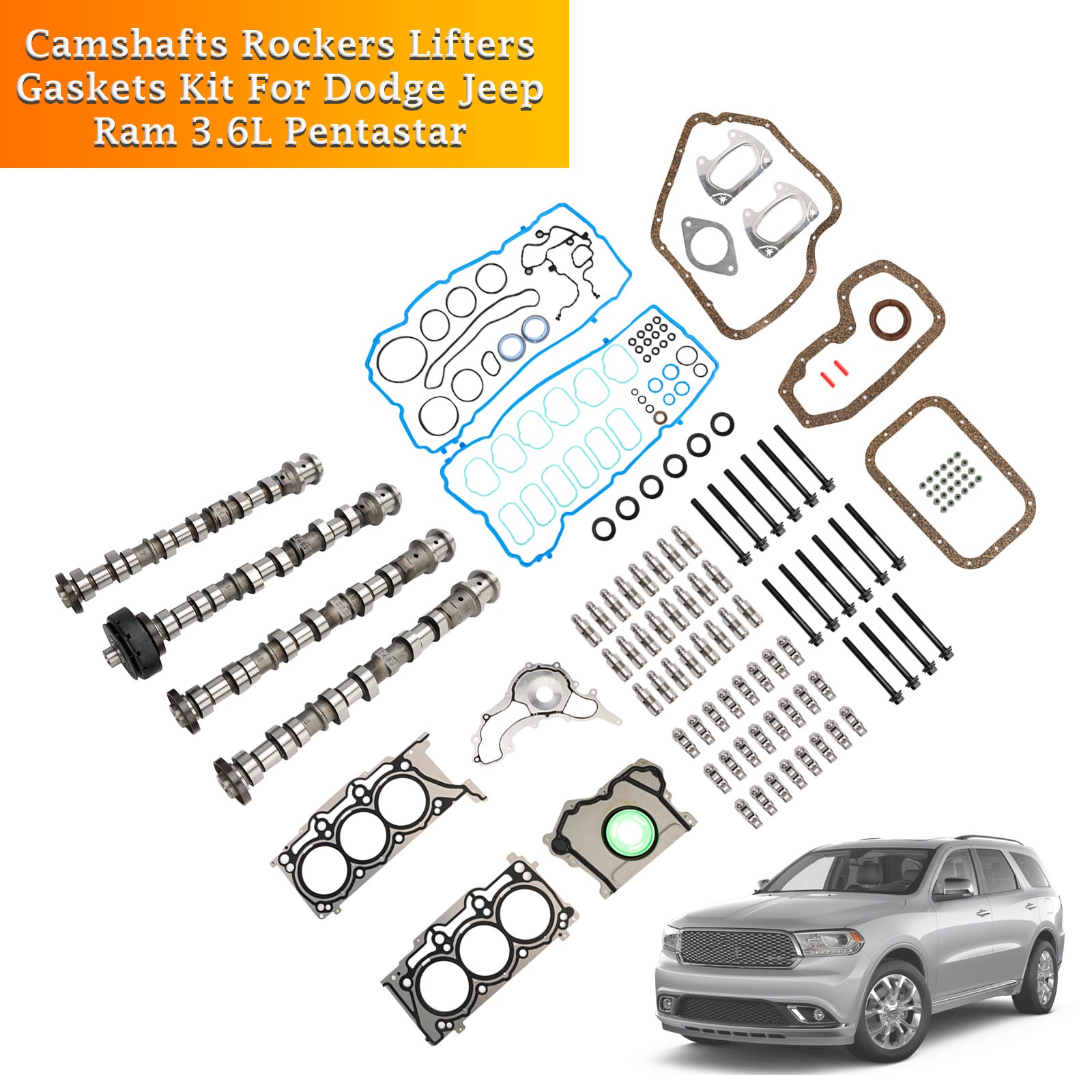 Chrysler Dodge Jeep Ram 3.6L V6 Pentastar Camshafts Rockers Lifters Gaskets Kit 5184296AH 5184380AG Generic