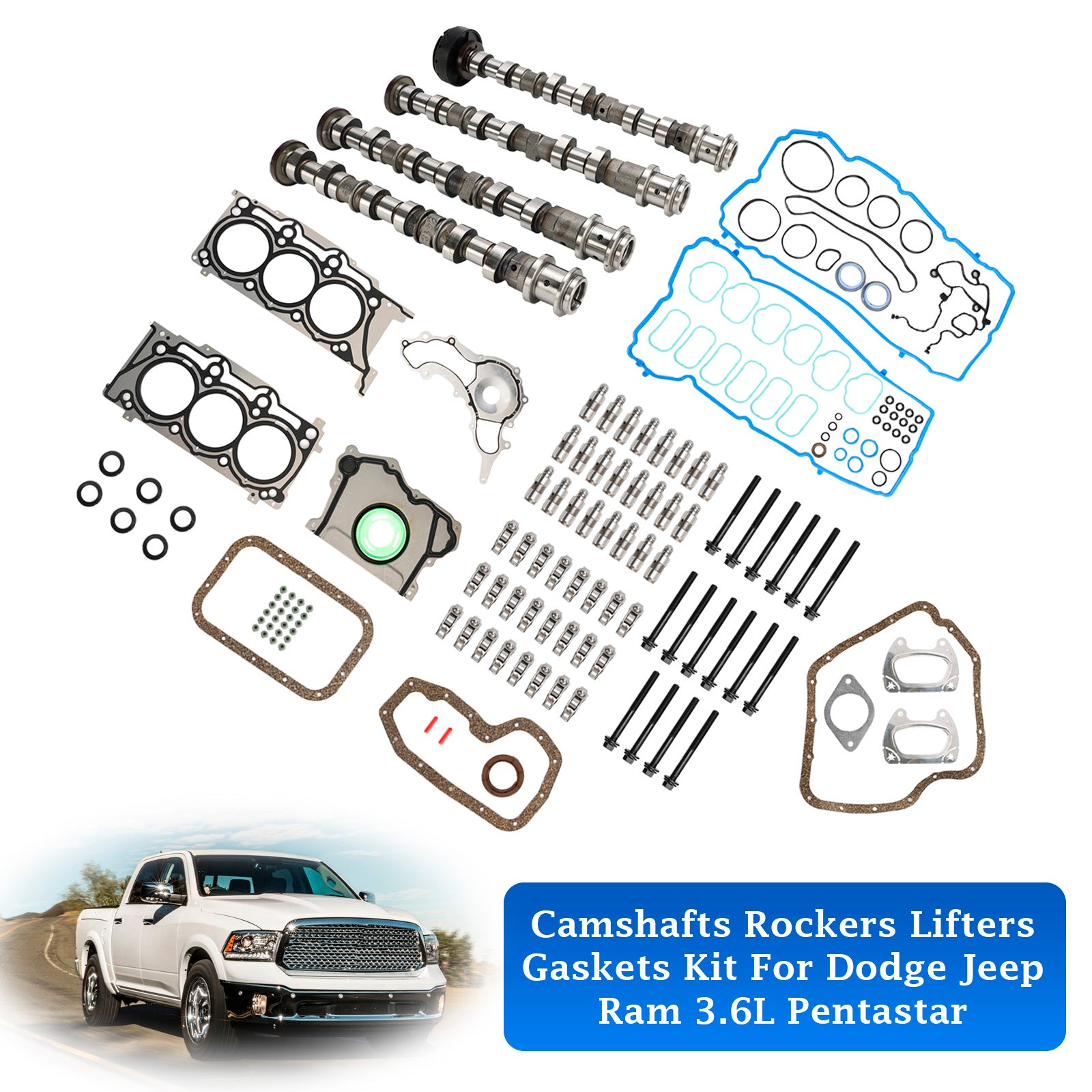 Chrysler Dodge Jeep Ram 3.6L V6 Pentastar Camshafts Rockers Lifters Gaskets Kit 5184296AH 5184380AG Generic