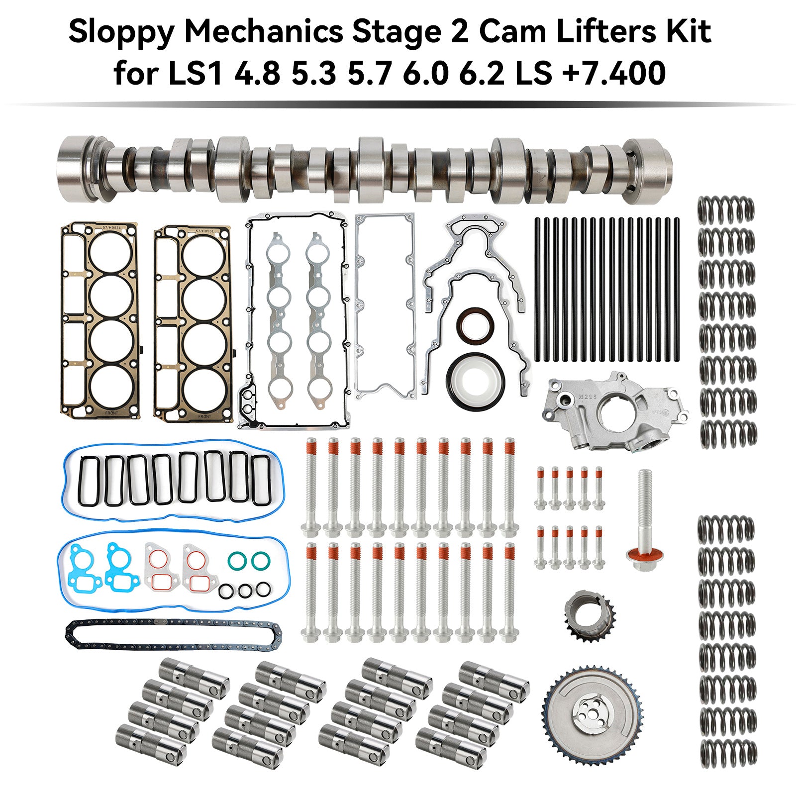 Sloppy Mechanics Stage 2 Cam Lifters Kit for LS1 4.8 5.3 5.7 6.0 6.2 LS +7.400 Generic