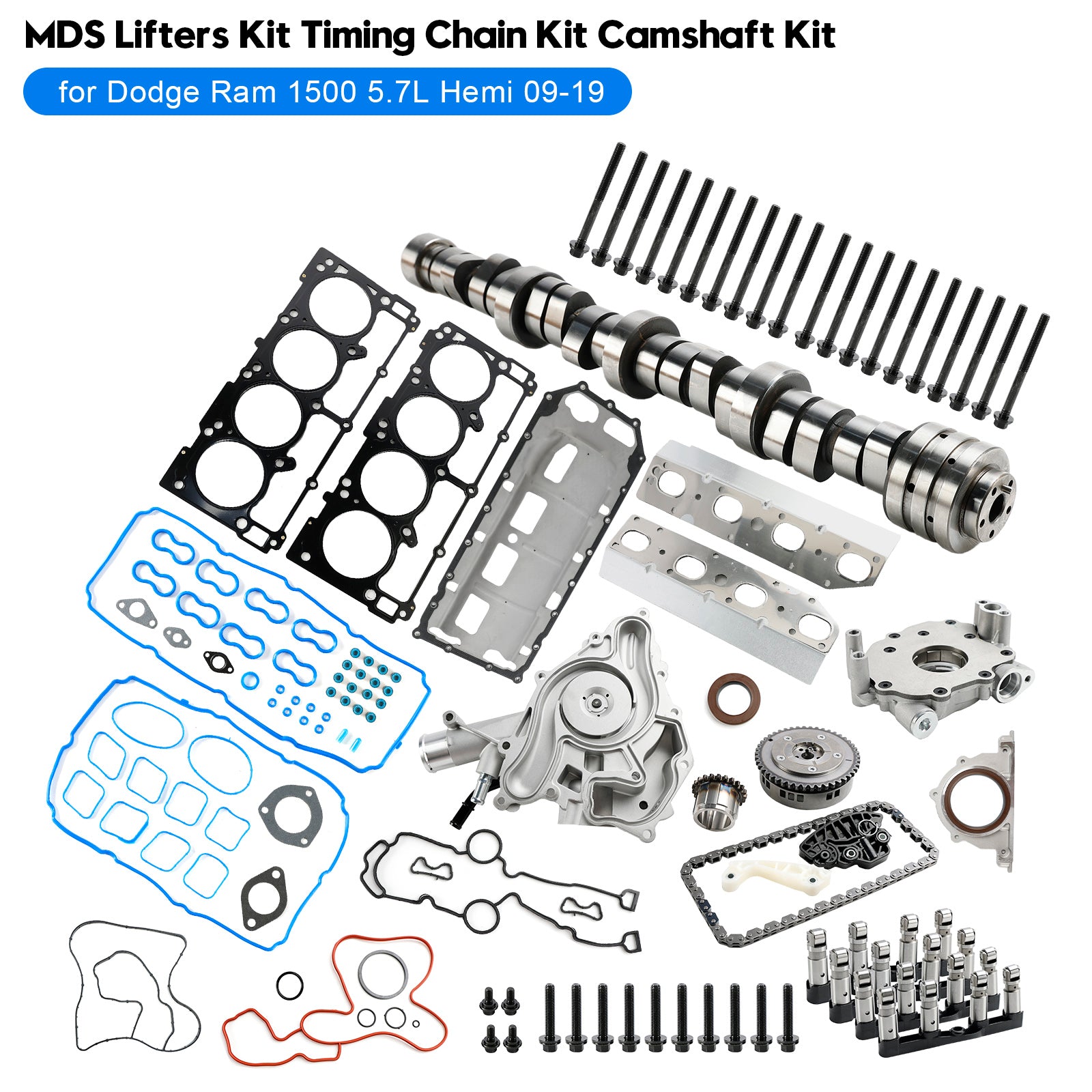 2009-2019 Dodge Ram 1500 5.7L Hemi MDS Lifters Kit Timing Chain Kit Camshaft Kit 53021726AD 5038785AB Generic
