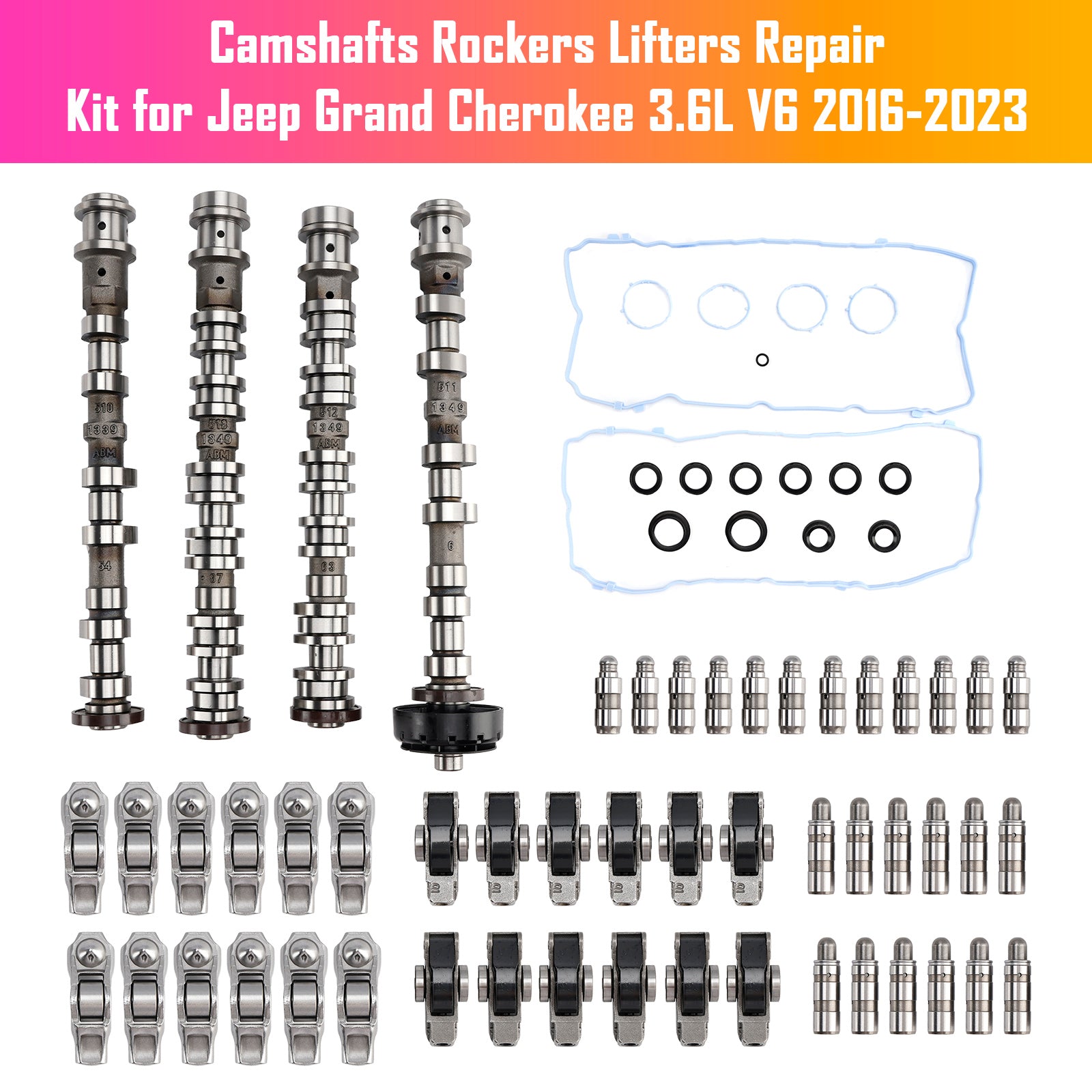 2016-2023 Jeep Grand Cherokee 3.6L V6 Camshafts Rockers Lifters Repair Kit 5047912AD 5047912AA 50477883AC Generic - 0
