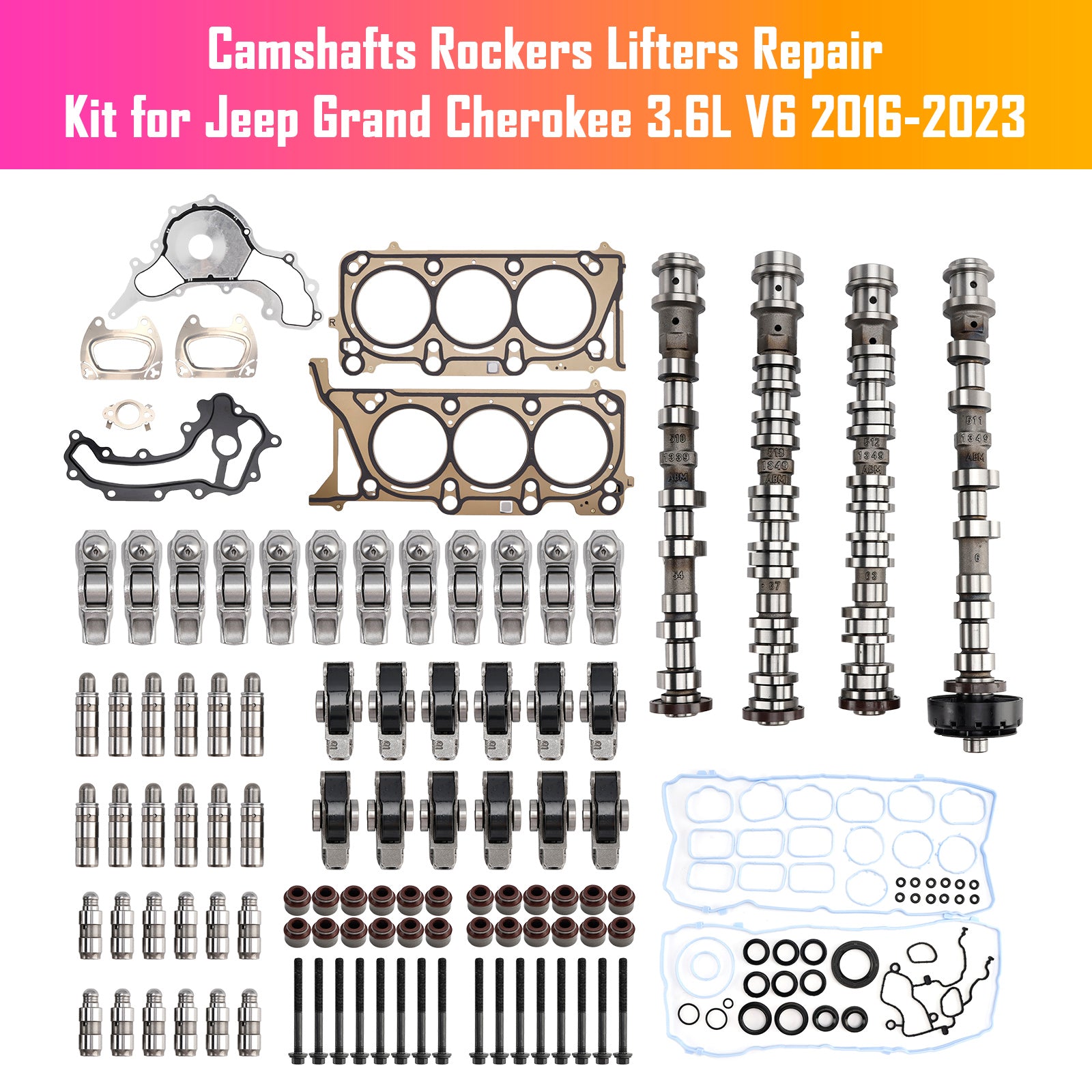2016-2023 Jeep Grand Cherokee 3.6L V6 Camshafts Rockers Lifters Repair Kit 5047912AD 5047912AA 68245463AA Generic